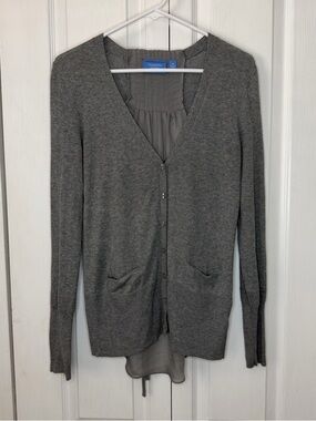 Simply Vera Vera Wang Gray Cardigan Chiffon Back XS Lightweight Feminine Dainty